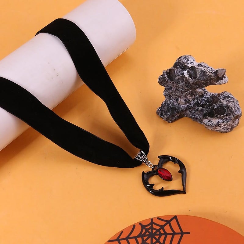 Cicod Gothic Black Velvet Goth Choker Necklace for Women,Cameo Black Choker Crow Skull Pendant Necklace Vintage Collar Skull Necklace Gothic Jewelry - Image 5